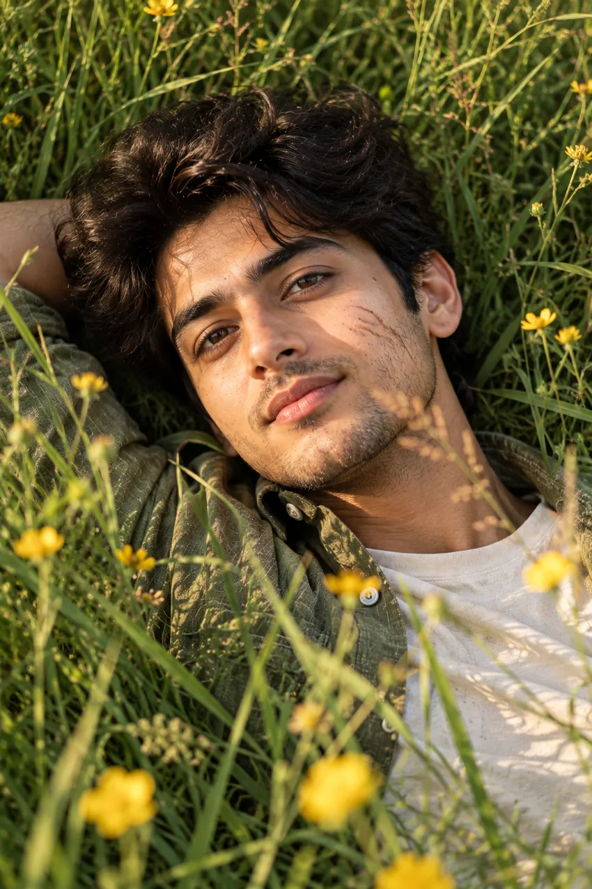 Sample AI output for Grass Field Portrait AI Prompts: 4 Natural-Light Scenes and How to Make the Grass Look Real