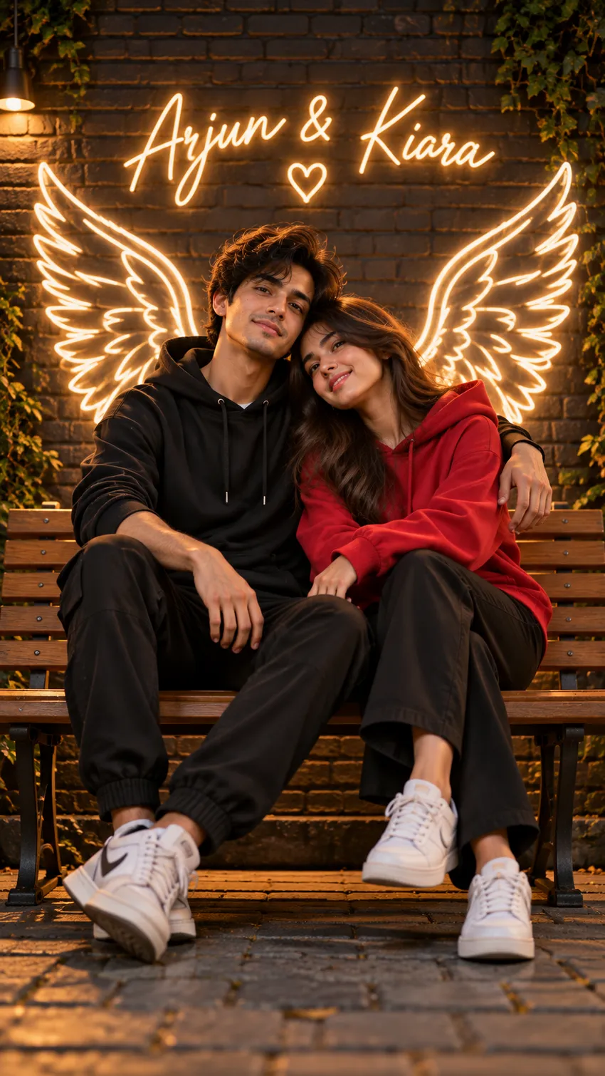 Sample AI output for 3D Wings Couple Name Art: 4 Bing Image Creator Prompts With Your Names