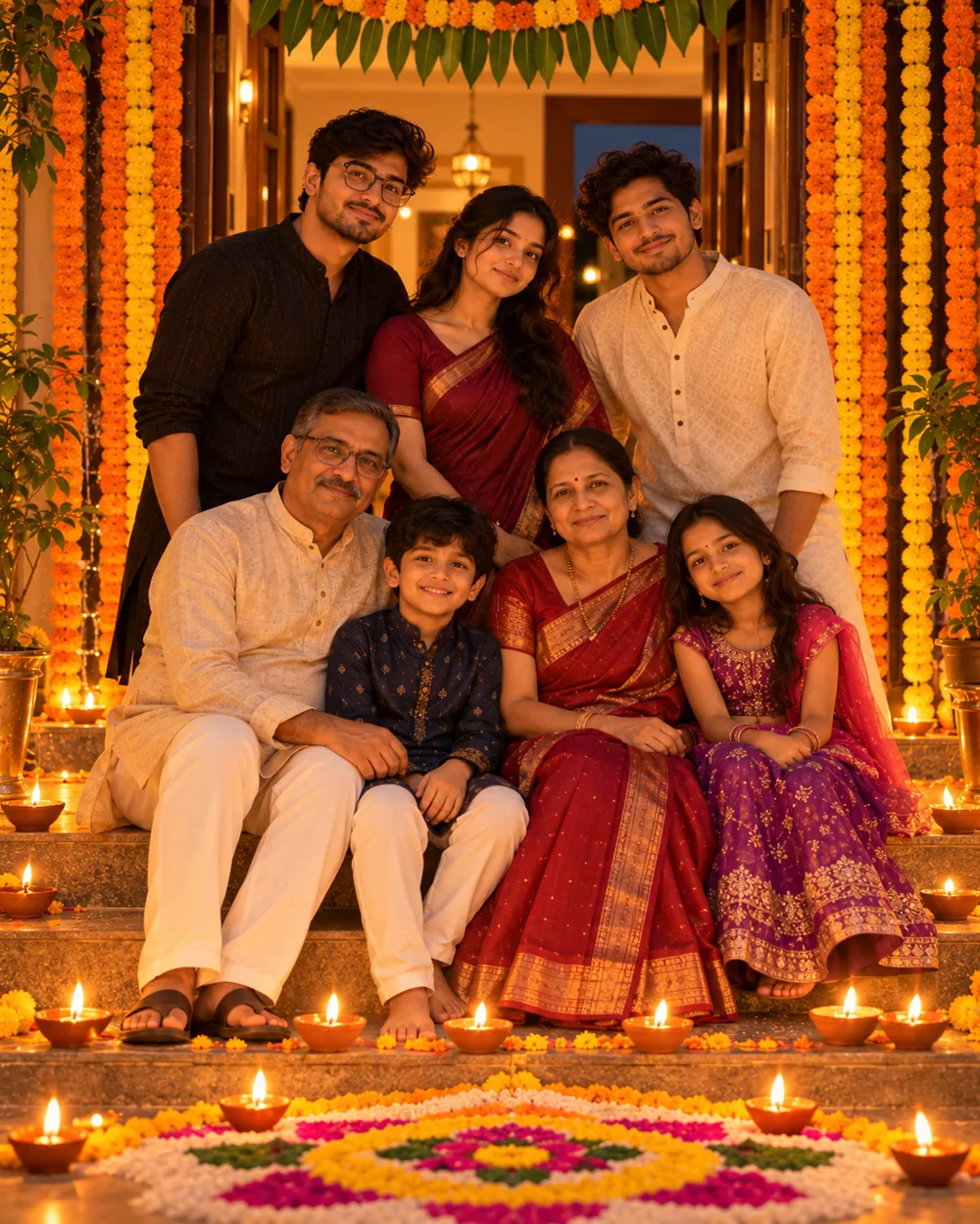 Sample AI output for Diwali AI Photo Editing Prompts for Your Own Photo: 6 Diya-Lit Edits for 2026